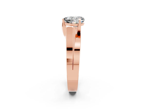Rose gold Modern Tension Set Heart Cut Moissanite Solitaire Wide Band Ring