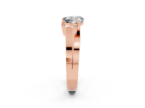 Rose gold Modern Tension Set Heart Cut Moissanite Solitaire Wide Band Ring_2