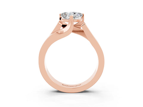 Rose gold Modern Tension Set Heart Cut Moissanite Solitaire Wide Band Ring_3