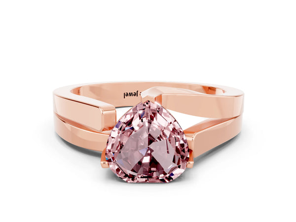 Rose gold Modern Tension Set Heart Cut Morganite Solitaire Wide Band Ring