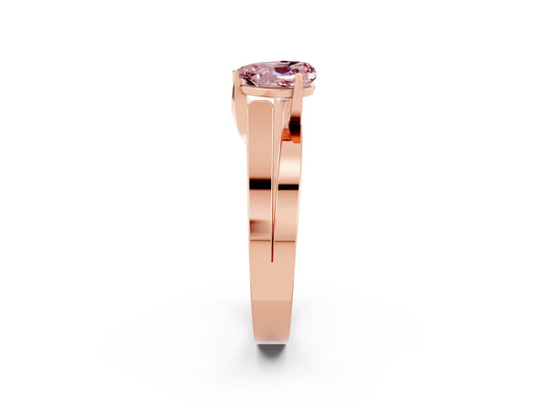 Rose gold Modern Tension Set Heart Cut Morganite Solitaire Wide Band Ring