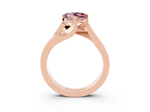 Rose gold Modern Tension Set Heart Cut Morganite Solitaire Wide Band Ring_3