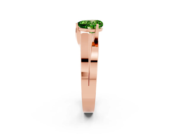 Rose gold Modern Tension Set Heart Cut Peridot Solitaire Wide Band Ring