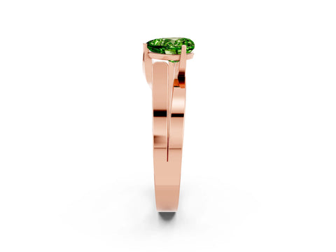 Rose gold Modern Tension Set Heart Cut Peridot Solitaire Wide Band Ring_2