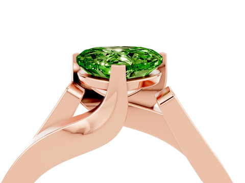 Rose gold Modern Tension Set Heart Cut Peridot Solitaire Wide Band Ring_4