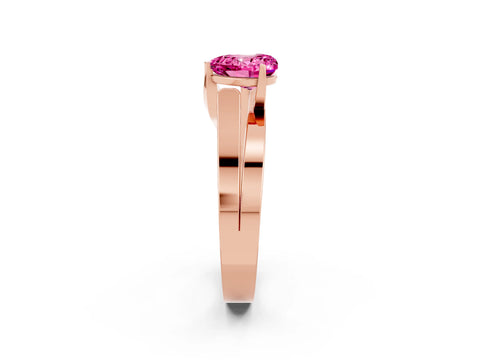 Rose gold Modern Tension Set Heart Cut Pink Sapphire Solitaire Wide Band Ring_14