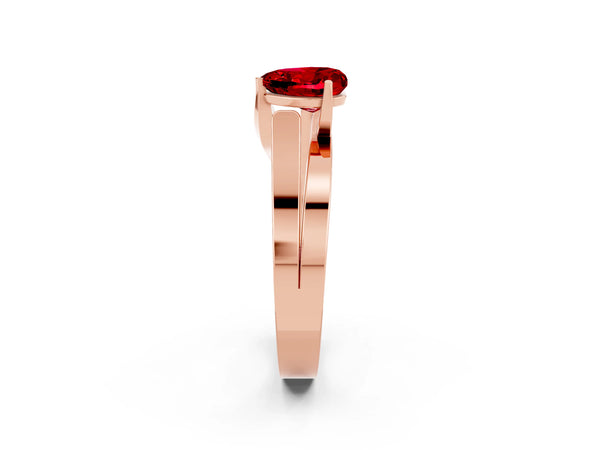 Rose gold Modern Tension Set Heart Cut Ruby Solitaire Wide Band Ring