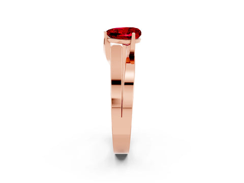 Rose gold Modern Tension Set Heart Cut Ruby Solitaire Wide Band Ring_2