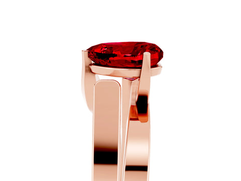 Rose gold Modern Tension Set Heart Cut Ruby Solitaire Wide Band Ring_5