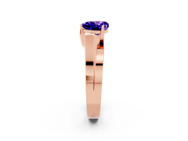 Rose gold Modern Tension Set Heart Cut Tanzanite Solitaire Wide Band Ring