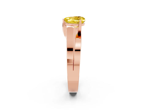 Rose gold Modern Tension Set Heart Cut Yellow Sapphire Solitaire Wide Band Ring_14