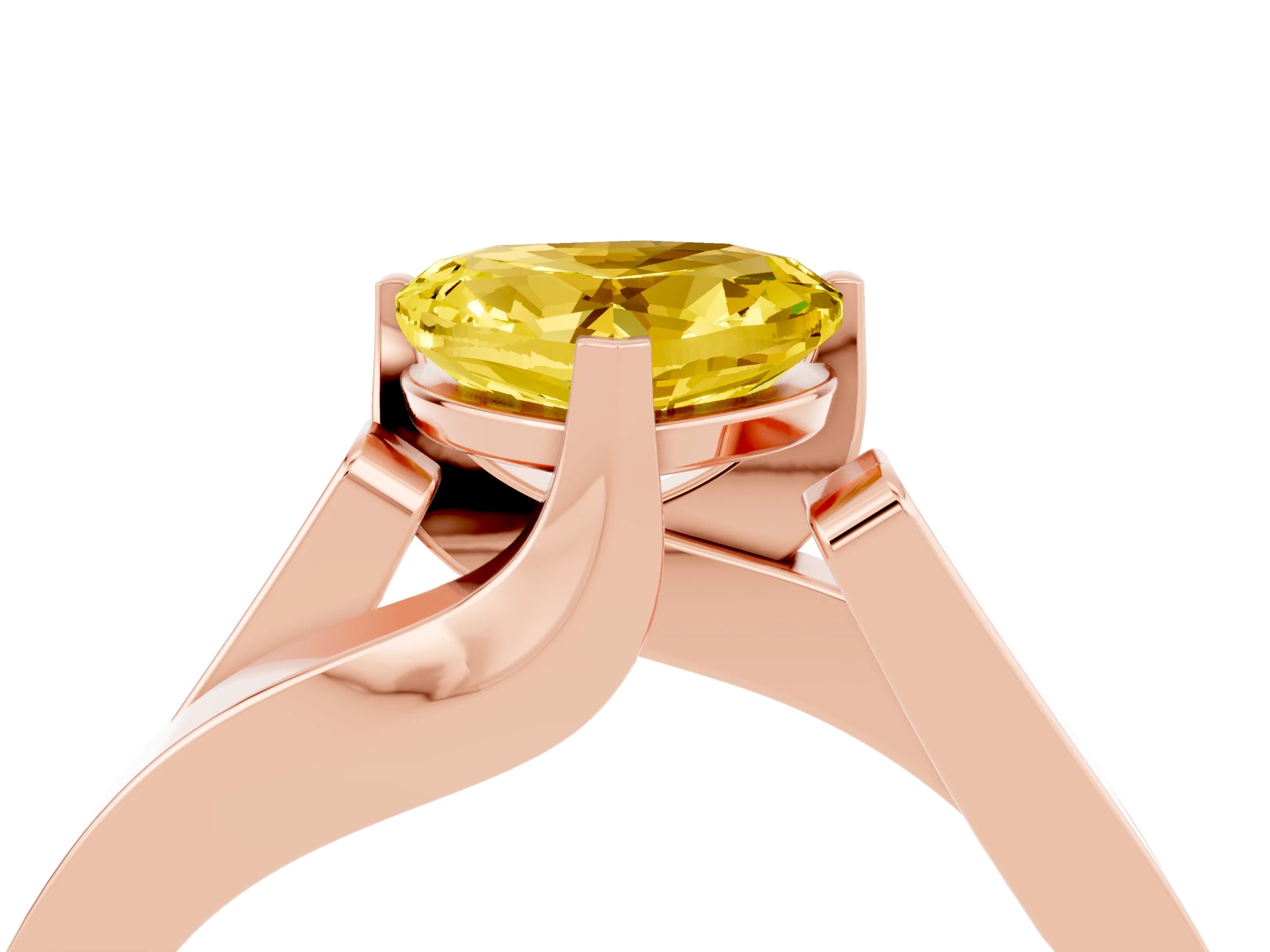 Rose gold Modern Tension Set Heart Cut Yellow Sapphire Solitaire Wide Band Ring_16