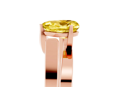 Rose gold Modern Tension Set Heart Cut Yellow Sapphire Solitaire Wide Band Ring_17