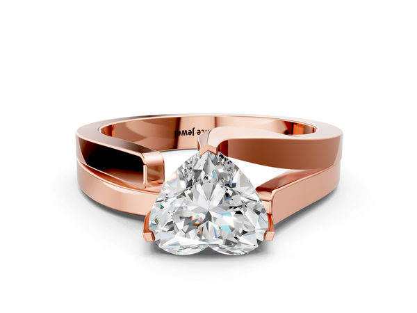 Rose gold Modern Tension Set Heart Cut Diamond Solitaire Wide Band Ring