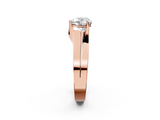 Rose gold Modern Tension Set Heart Solitaire Wide Band Ring_143