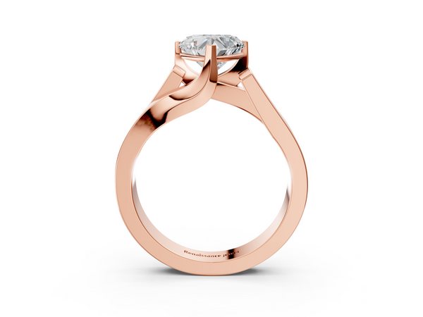 Rose gold Modern Tension Set Heart Cut Diamond Solitaire Wide Band Ring