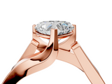 Rose gold Modern Tension Set Heart Solitaire Wide Band Ring_145