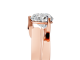 Rose gold Modern Tension Set Heart Solitaire Wide Band Ring_146