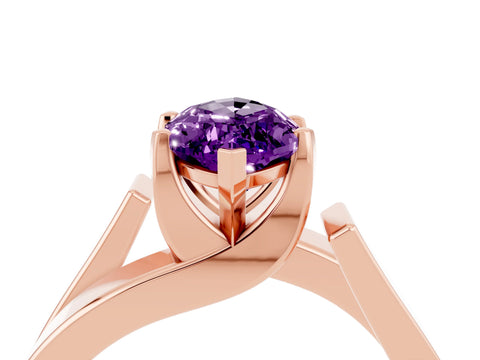 Rose gold Modern Tension Set Marquise Cut Amethyst Solitaire Wide Band Ring_4