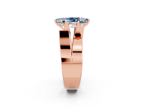 Rose gold Modern Tension Set Marquise Cut Aquamarine Solitaire Wide Band Ring_2