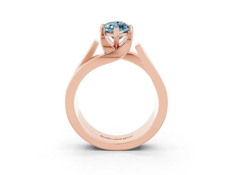 Rose gold Modern Tension Set Marquise Cut Aquamarine Solitaire Wide Band Ring_3