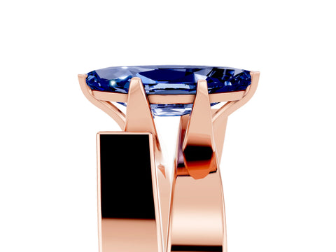 Rose gold Modern Tension Set Marquise Cut Blue Sapphire Solitaire Wide Band Ring_5