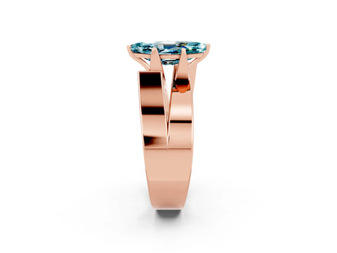 Rose gold Modern Tension Set Marquise Cut Blue Topaz Solitaire Wide Band Ring_2