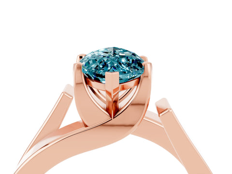 Rose gold Modern Tension Set Marquise Cut Blue Topaz Solitaire Wide Band Ring_4