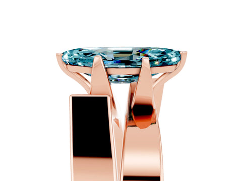 Rose gold Modern Tension Set Marquise Cut Blue Topaz Solitaire Wide Band Ring_5