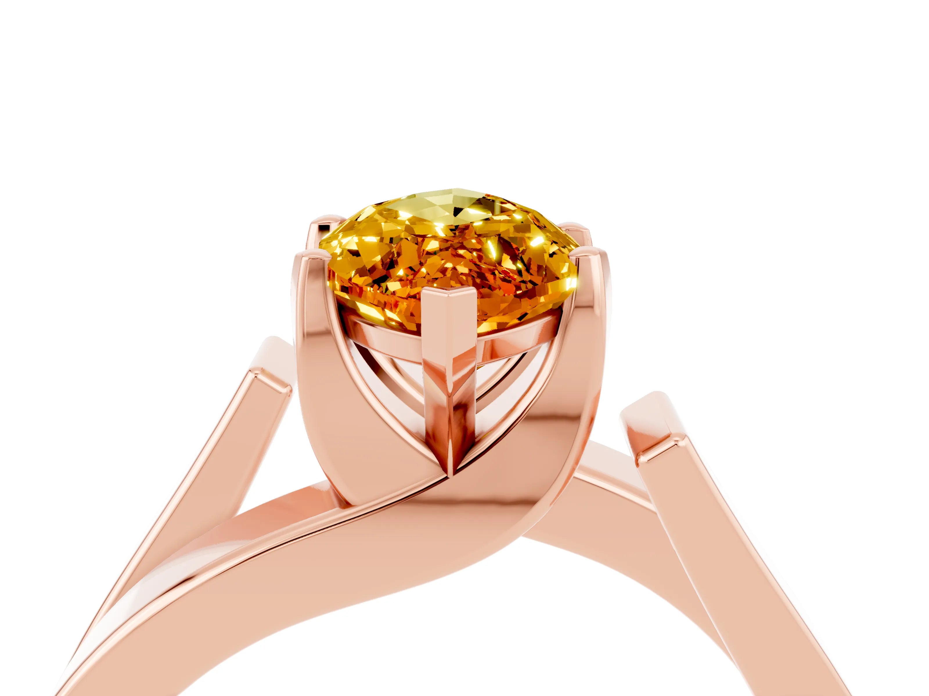 Rose gold Modern Tension Set Marquise Cut Citrine Solitaire Wide Band Ring_4