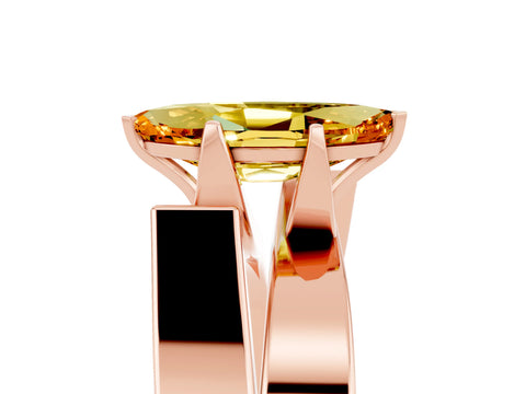Rose gold Modern Tension Set Marquise Cut Citrine Solitaire Wide Band Ring_5