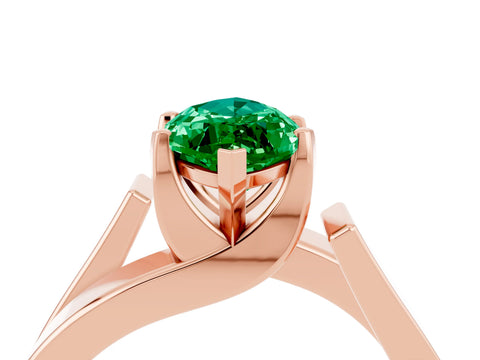 Rose gold Modern Tension Set Marquise Cut Emerald Solitaire Wide Band Ring_4