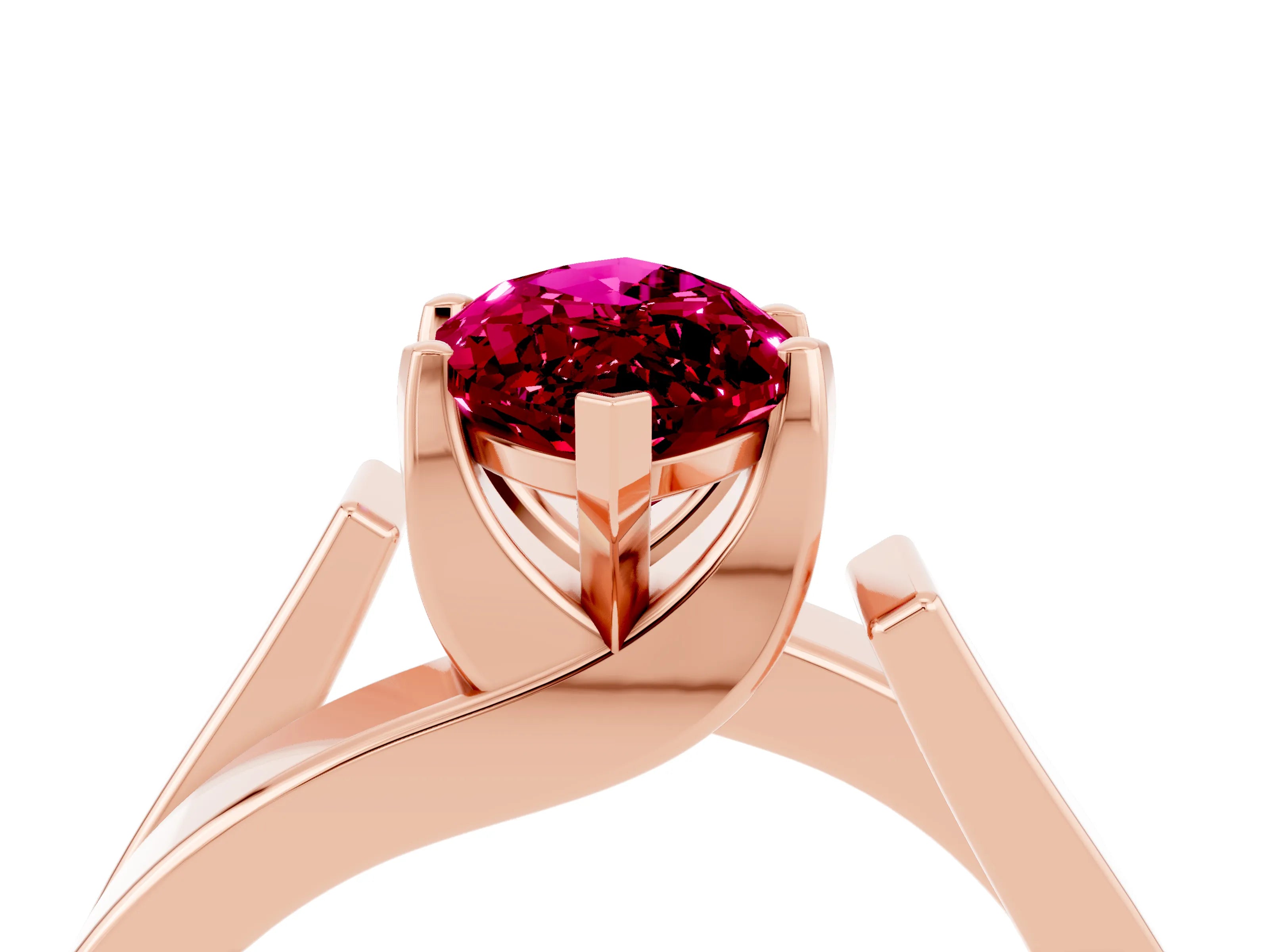 Rose gold Modern Tension Set Marquise Cut Garnet Solitaire Wide Band Ring_4