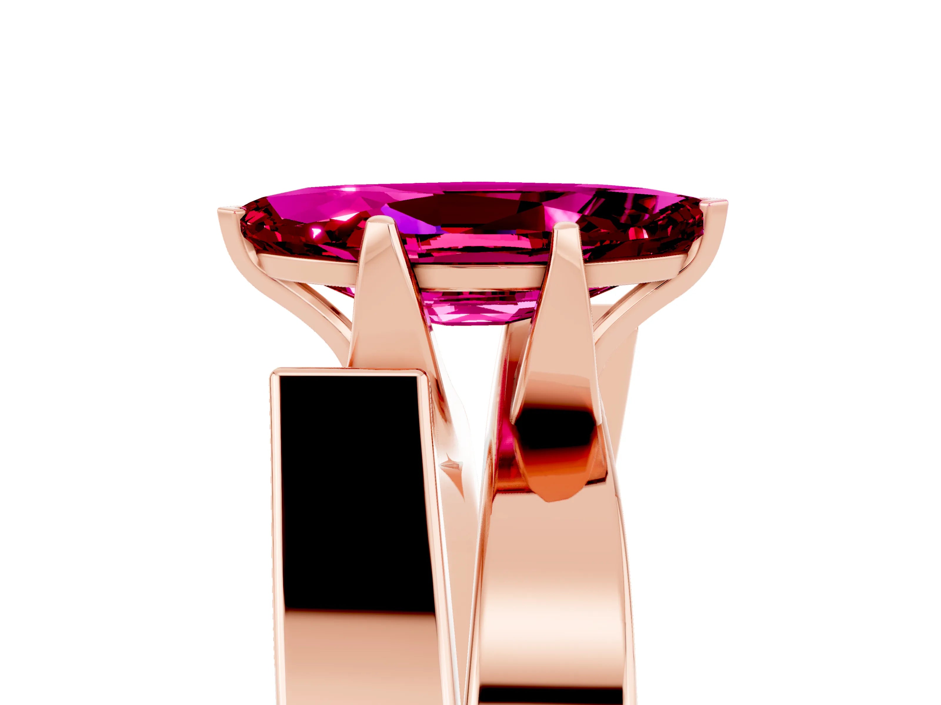 Rose gold Modern Tension Set Marquise Cut Garnet Solitaire Wide Band Ring_5