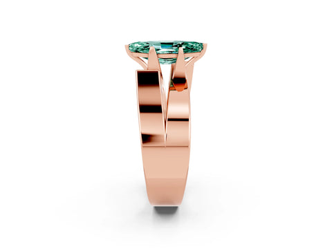 Rose gold Modern Tension Set Marquise Cut Green Sapphire Solitaire Wide Band Ring_2