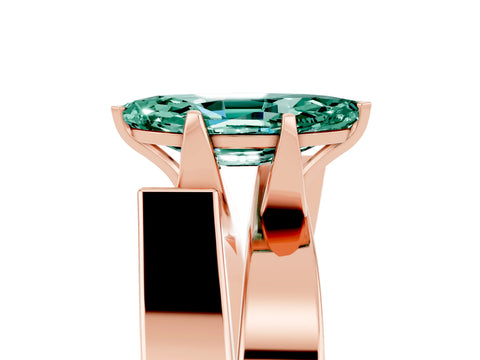 Rose gold Modern Tension Set Marquise Cut Green Sapphire Solitaire Wide Band Ring_5
