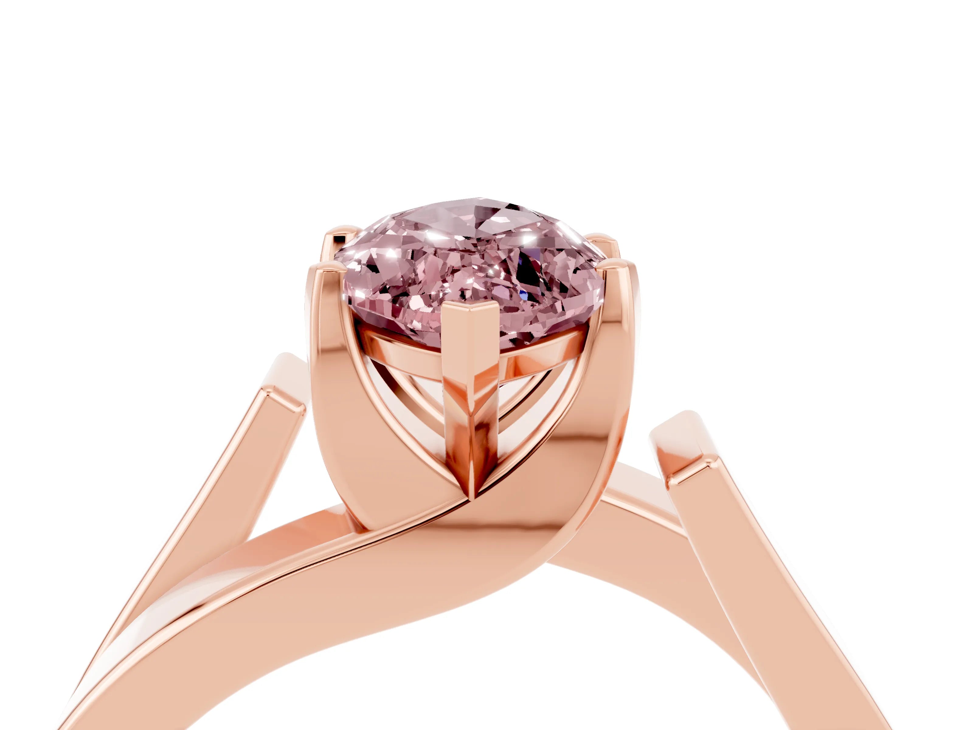 Rose gold Modern Tension Set Marquise Cut Morganite Solitaire Wide Band Ring_4
