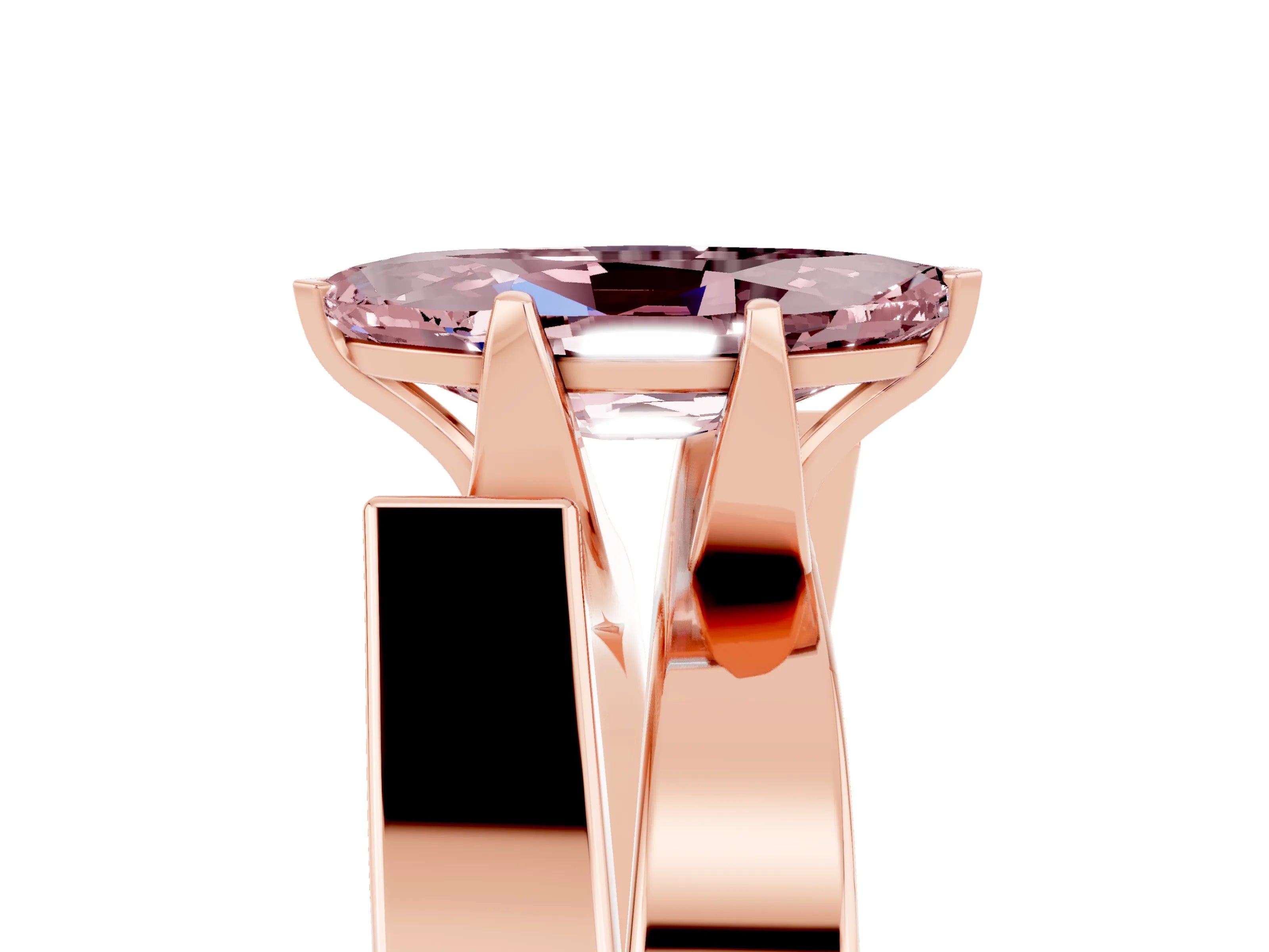 Rose gold Modern Tension Set Marquise Cut Morganite Solitaire Wide Band Ring_5