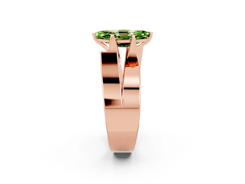 Rose gold Modern Tension Set Marquise Cut Peridot Solitaire Wide Band Ring_2