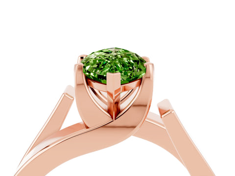 Rose gold Modern Tension Set Marquise Cut Peridot Solitaire Wide Band Ring_4