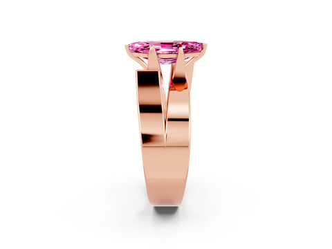Rose gold Modern Tension Set Marquise Cut Pink Sapphire Solitaire Wide Band Ring_14