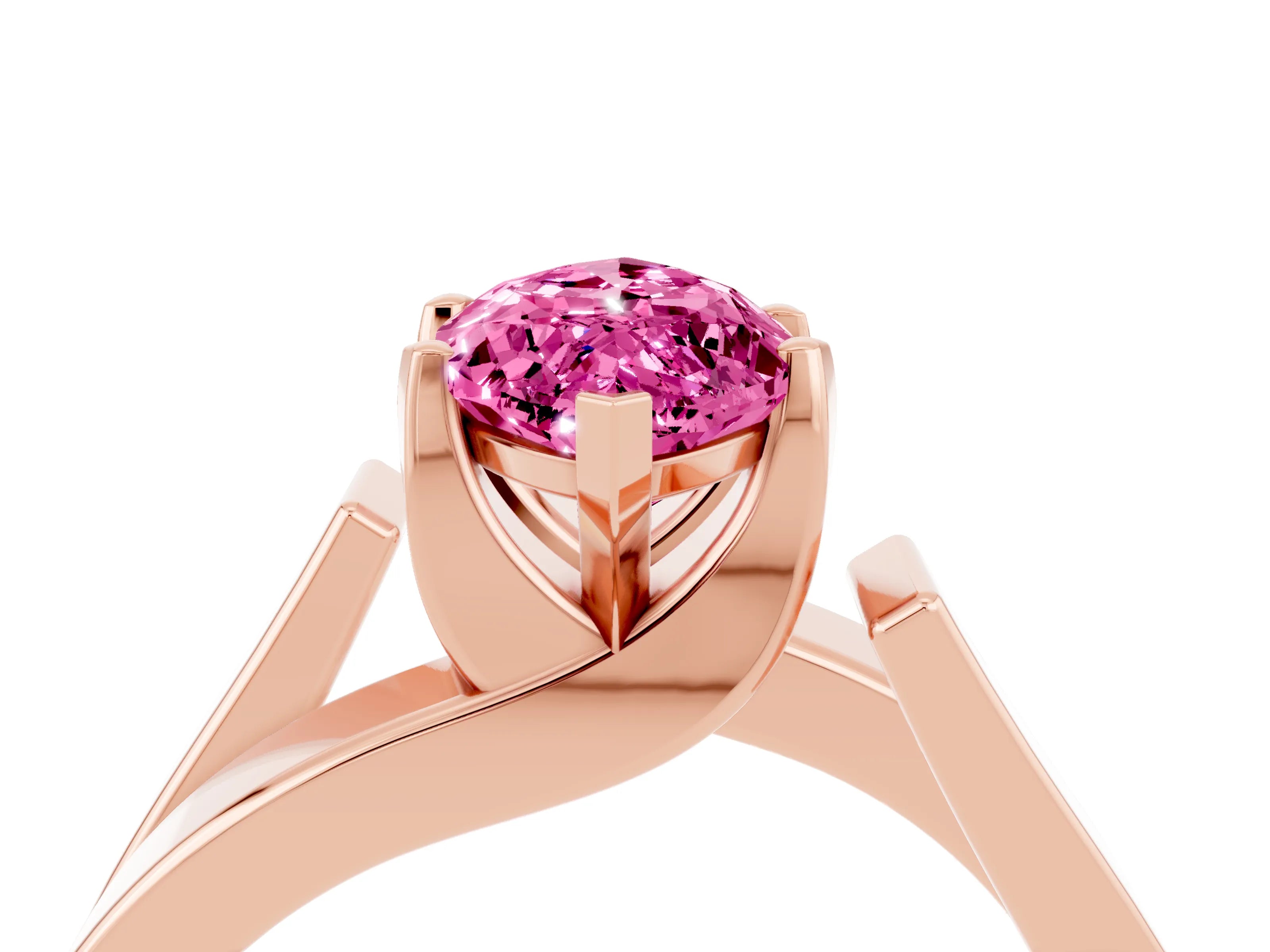 Rose gold Modern Tension Set Marquise Cut Pink Sapphire Solitaire Wide Band Ring_16