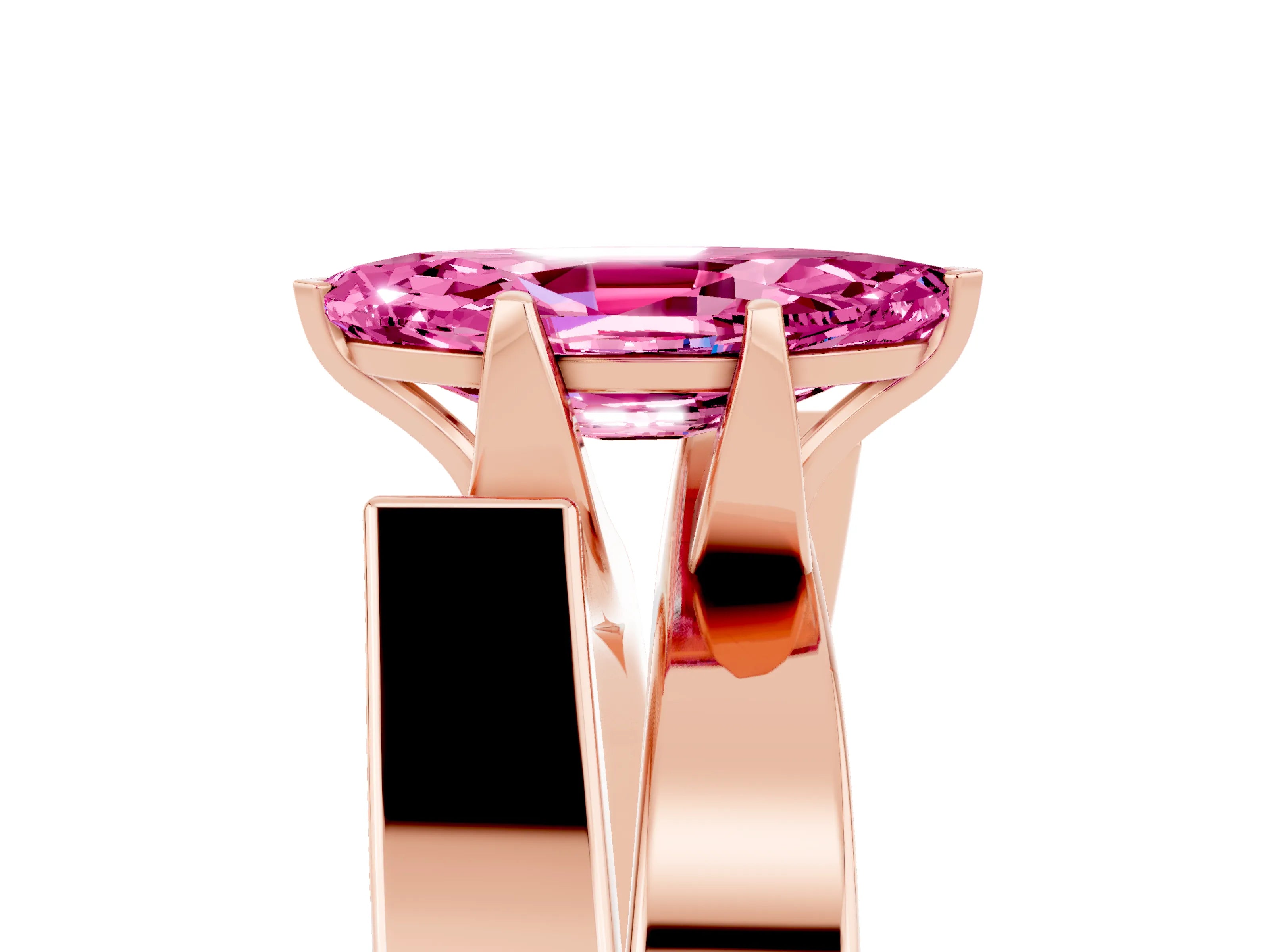 Rose gold Modern Tension Set Marquise Cut Pink Sapphire Solitaire Wide Band Ring_17