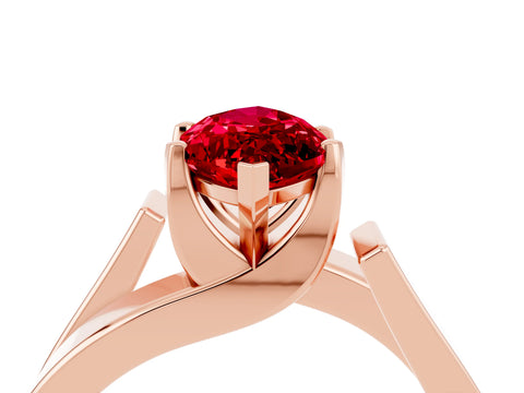Rose gold Modern Tension Set Marquise Cut Ruby Solitaire Wide Band Ring_4