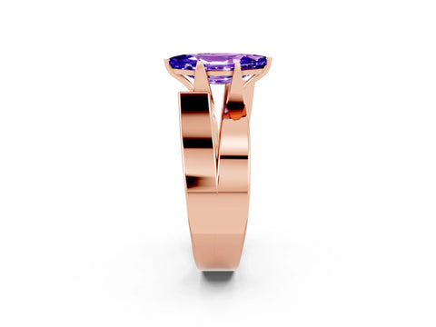 Rose gold Modern Tension Set Marquise Cut Tanzanite Solitaire Wide Band Ring_2