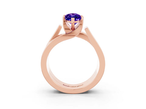 Rose gold Modern Tension Set Marquise Cut Tanzanite Solitaire Wide Band Ring_3