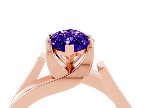 Rose gold Modern Tension Set Marquise Cut Tanzanite Solitaire Wide Band Ring_4