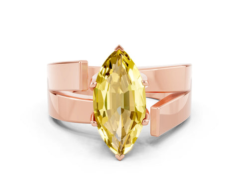 Rose gold Modern Tension Set Marquise Cut Yellow Sapphire Solitaire Wide Band Ring_12