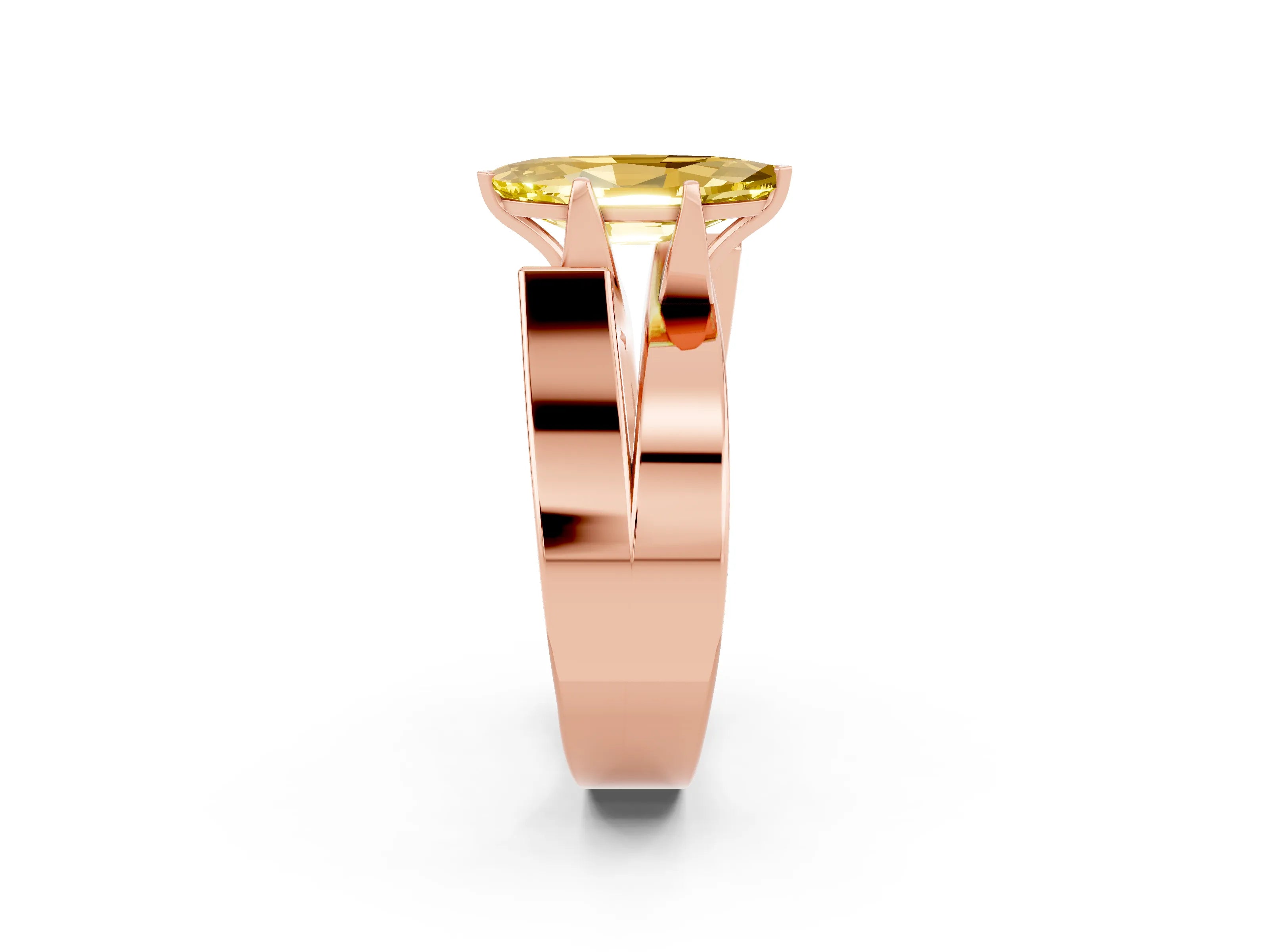 Rose gold Modern Tension Set Marquise Cut Yellow Sapphire Solitaire Wide Band Ring_14