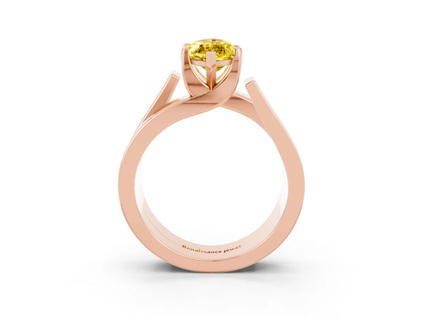 Rose gold Modern Tension Set Marquise Cut Yellow Sapphire Solitaire Wide Band Ring